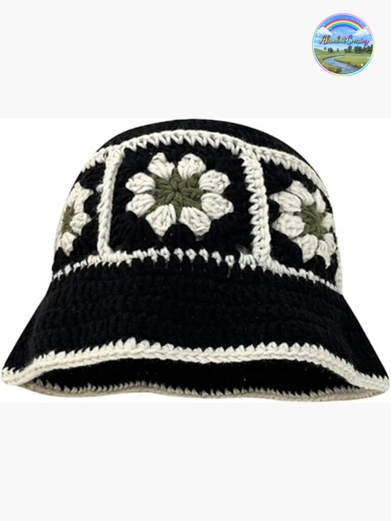 Handmade Crochet Bucket Hat Knitted Floppy Fishing Hat Floral Striped Outdoor main image 3